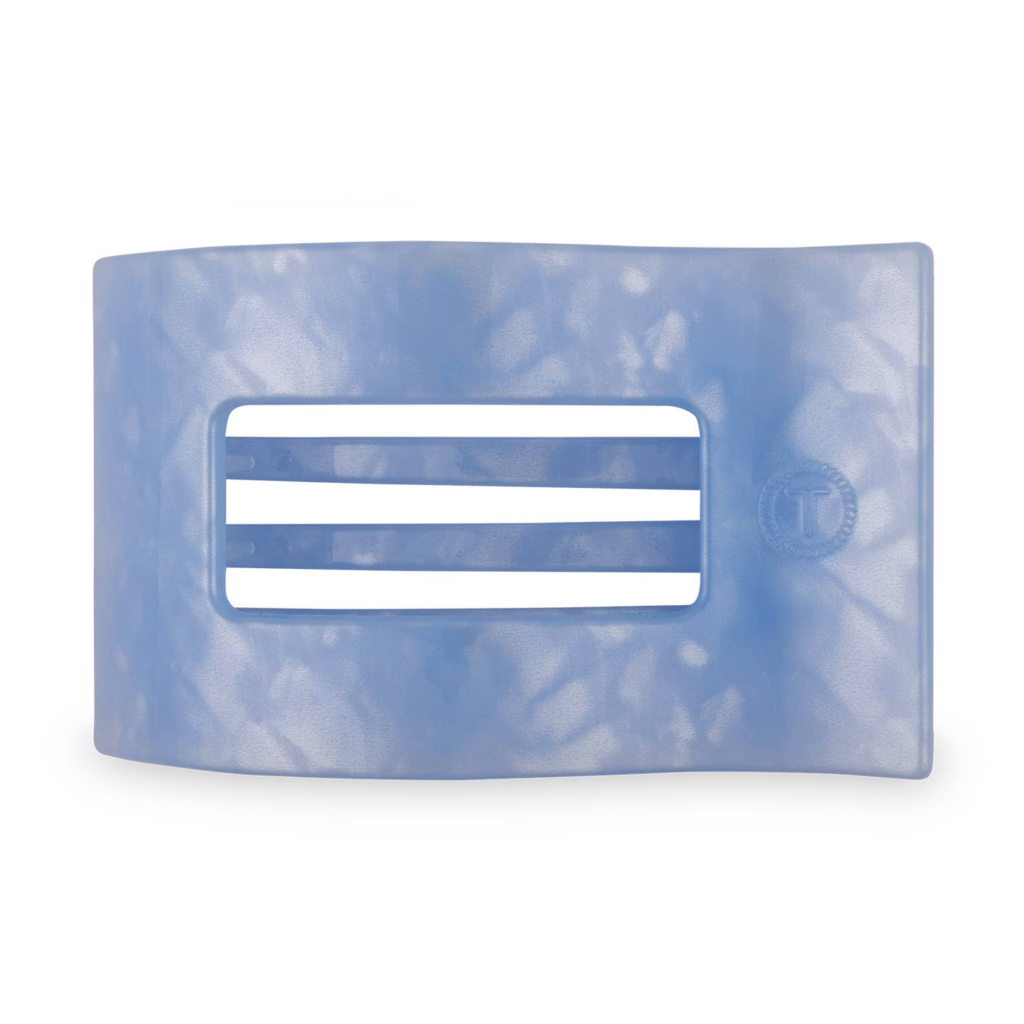 TELETIES - Large Flat Rectangle Hair Clip - Blue Lagoon