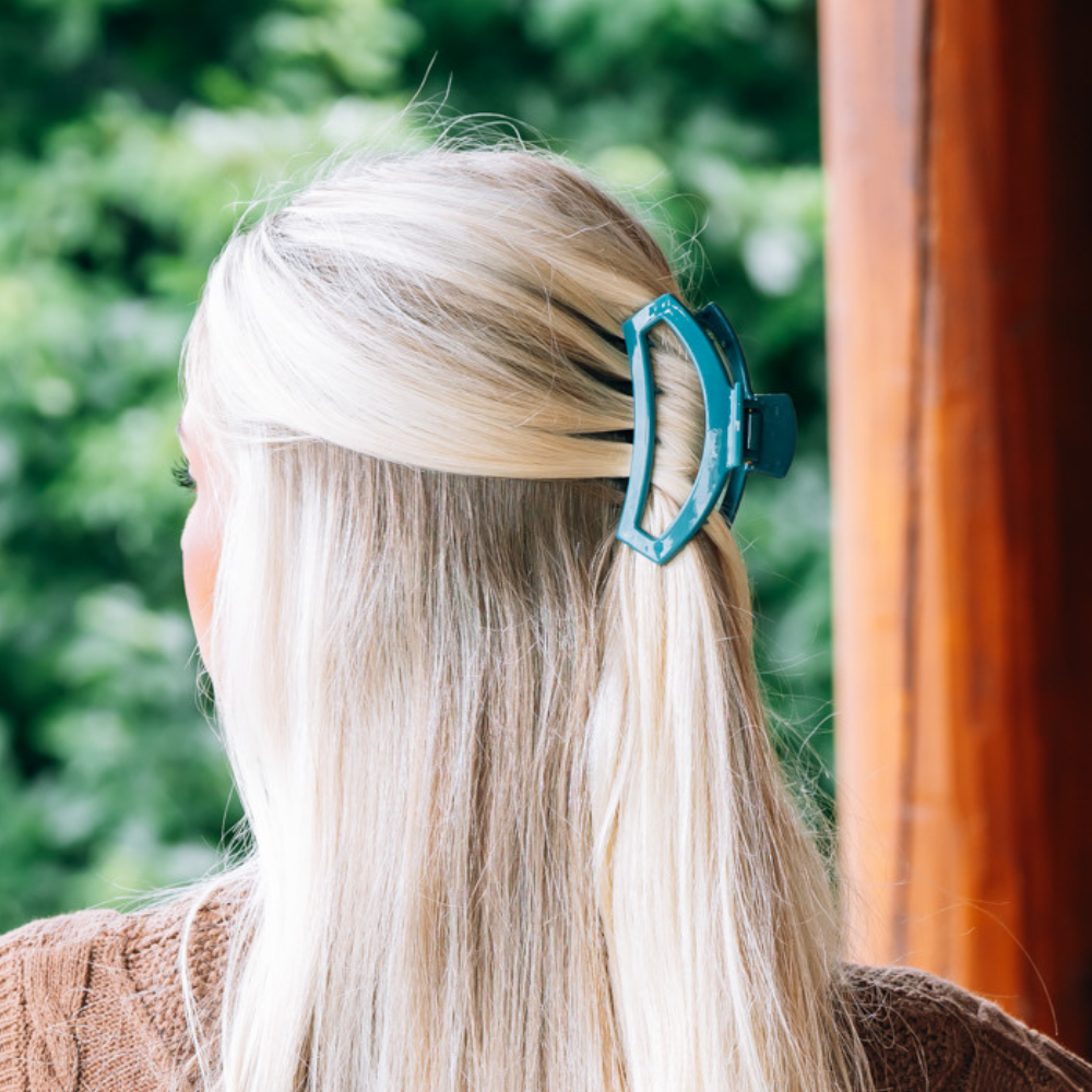 TELETIES - Open Medium Hair Clip - Teal With It