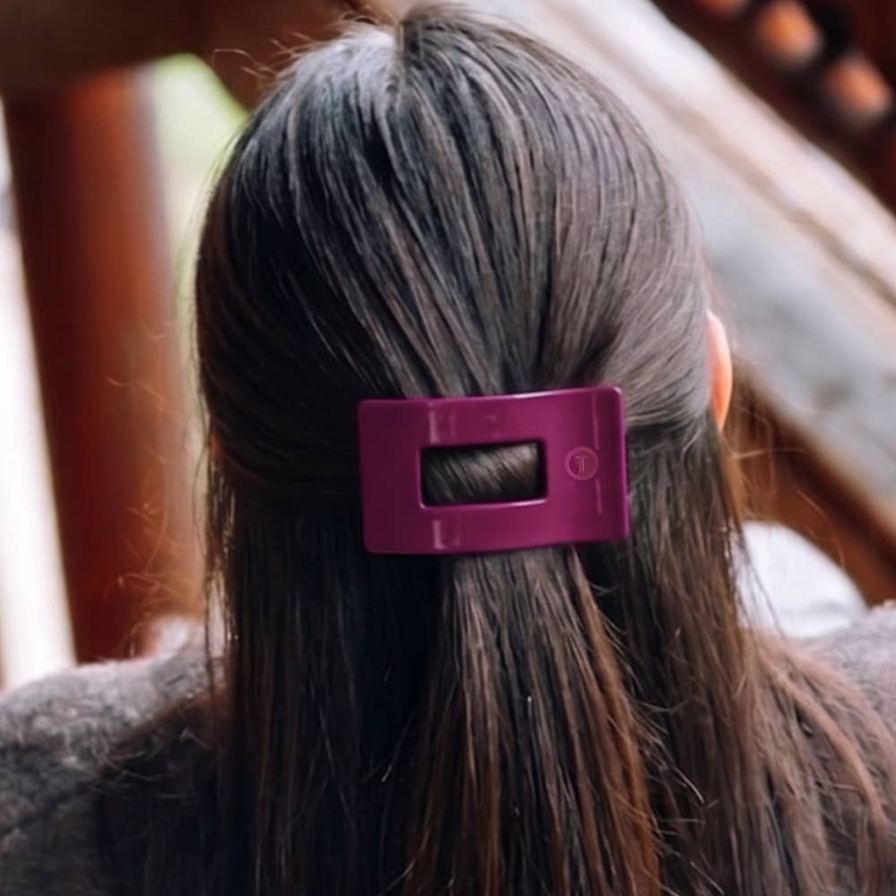 TELETIES - Small Flat Rectangle Hair Clip - Mulberry