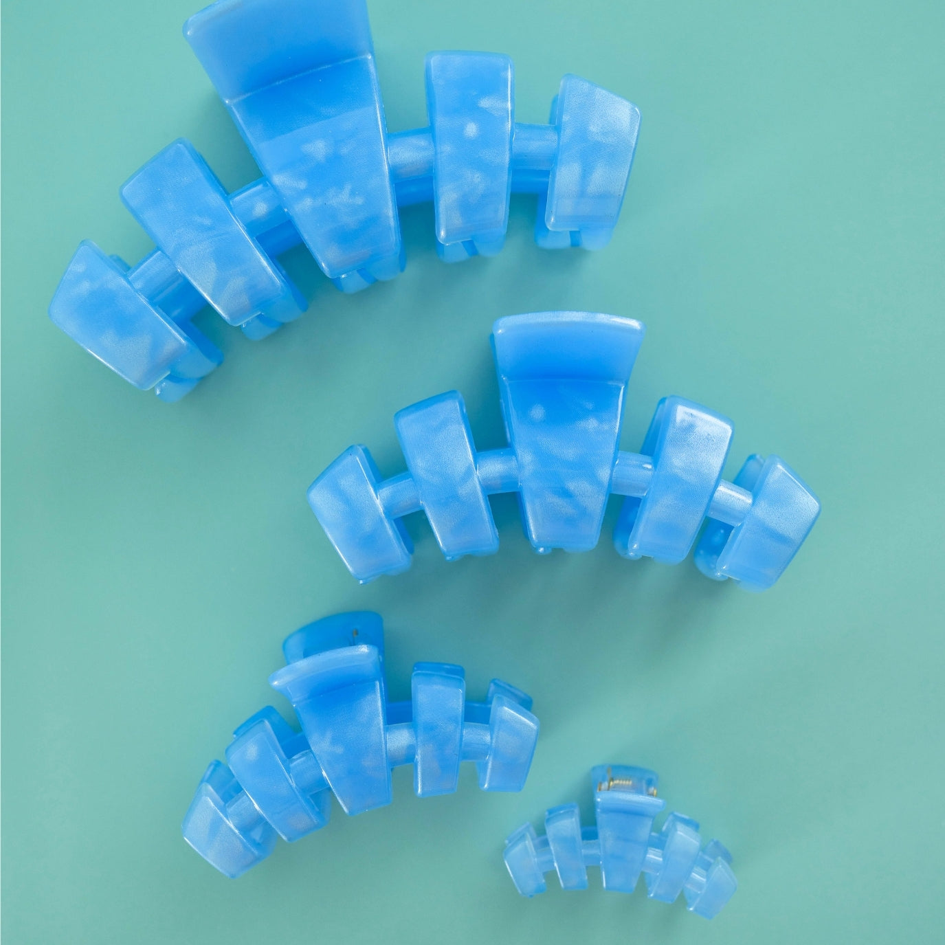 TELETIES - Classic Large Hair Clip - Blue Lagoon