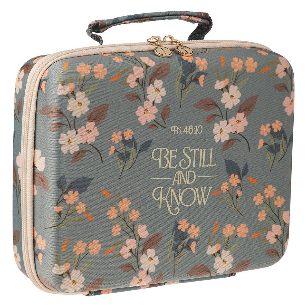 Bible Organizer Hardcover Green Floral Be Still Psalm 46:10