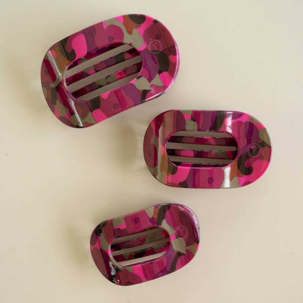 TELETIES - Small Flat Round Hair Clip - Garden Glam