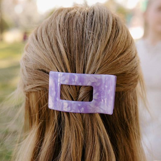 TELETIES - Small Flat Rectangle Hair Clip - Lavender Mist