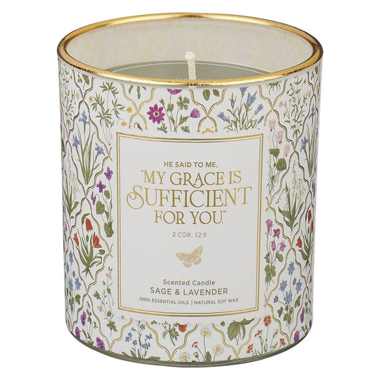 Glass Candle - My Grace Is Sufficient 2 Corinthians 12:9