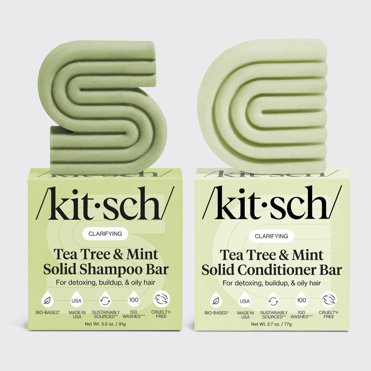 KITSCH - Tea Tree & Mint Clarifying Shampoo & Conditioner Bar Combo