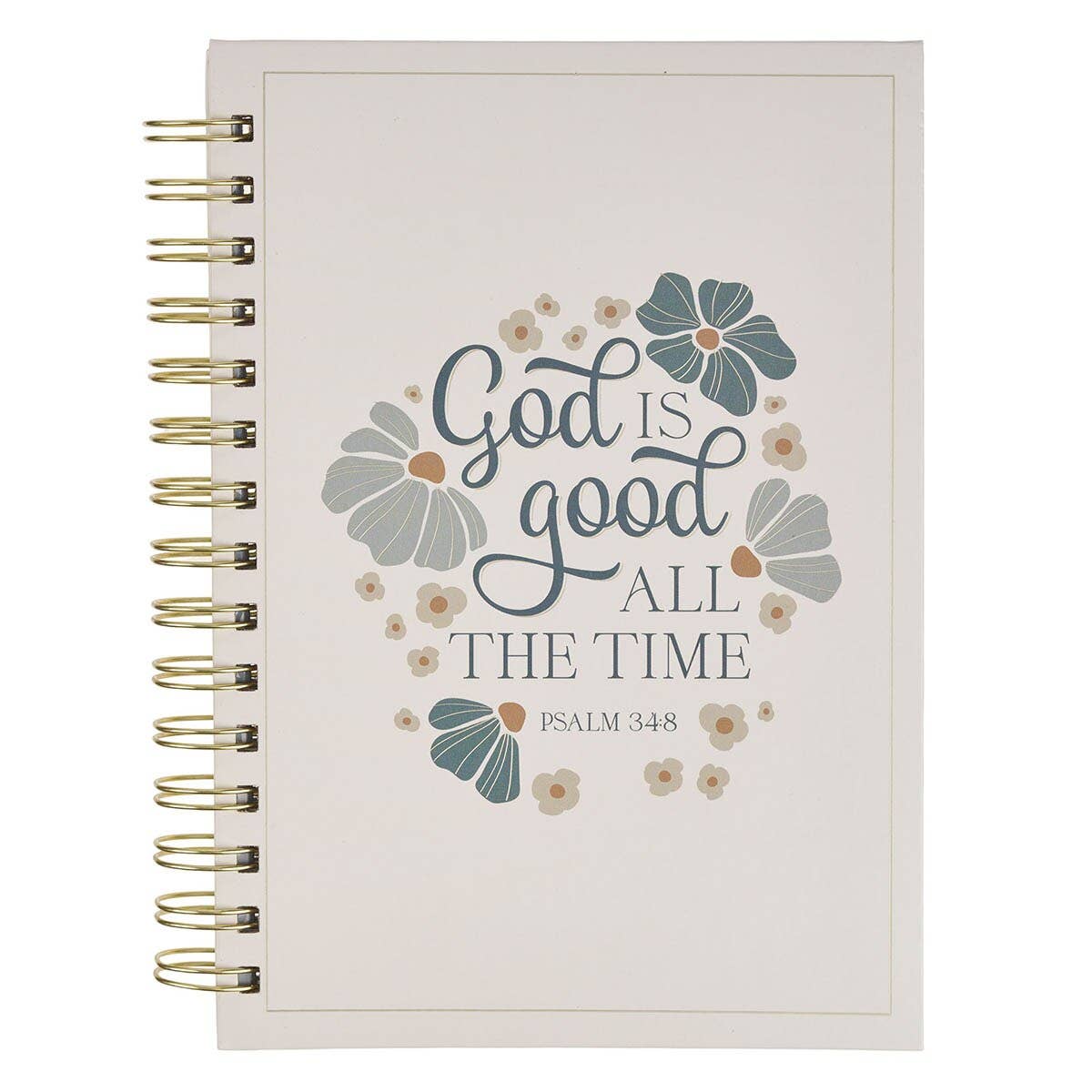 Journal Spiral Cream Floral God Is Good Psalm 34:8