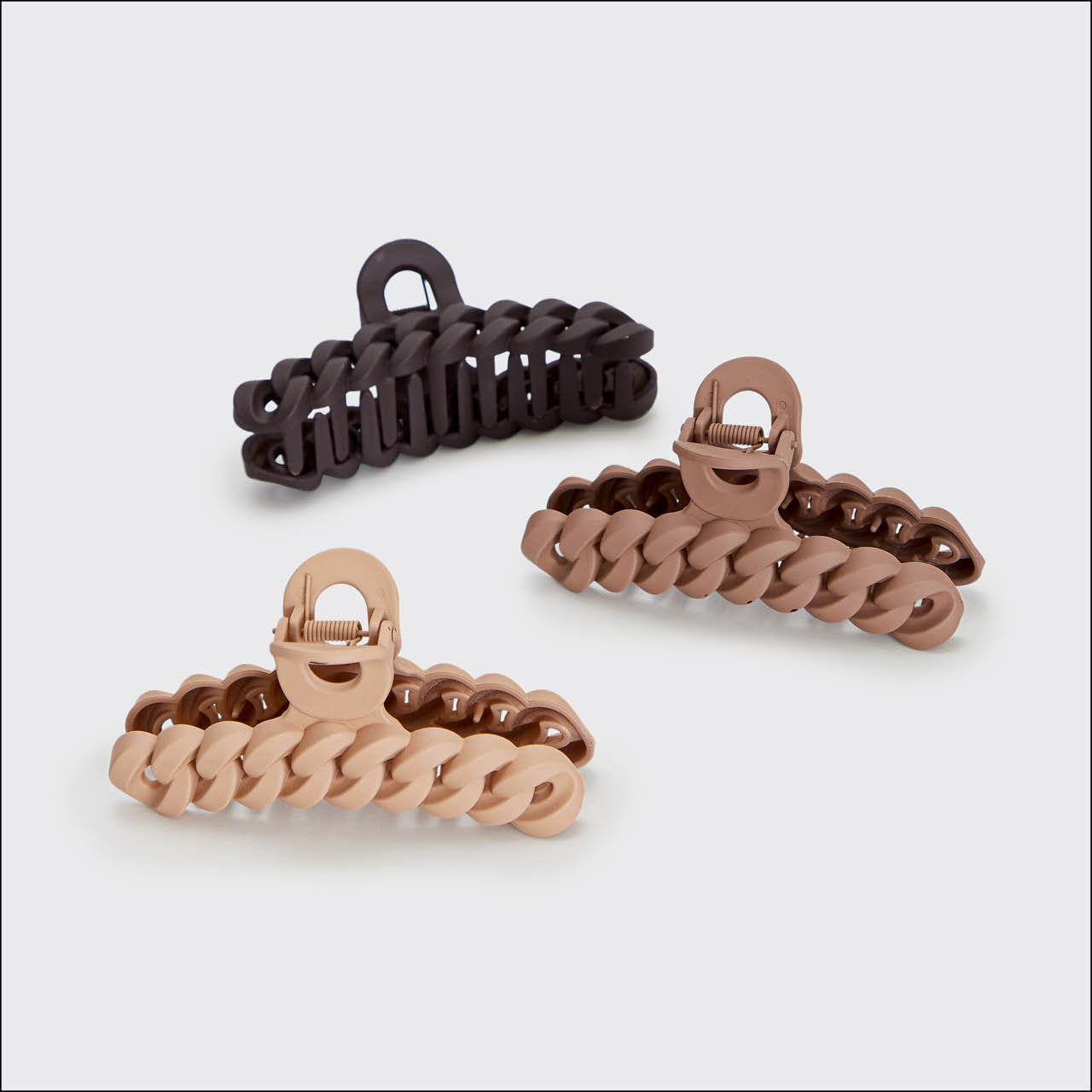 KITSCH - Eco-Friendly Chain Claw Clip 3pc Set - Neutral
