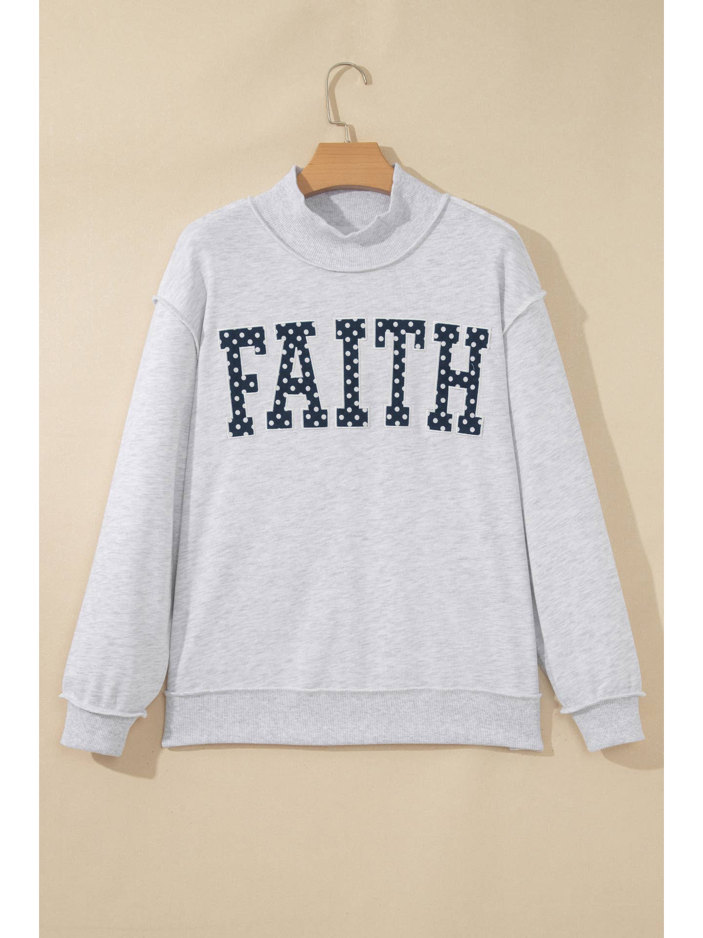 The Polka Dot Faith Patchwork Mock Neck Sweatshirt