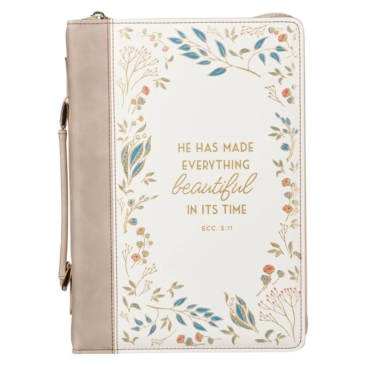 Large Bible Cover - Cream Everything Beautiful Ecclesiastes 3:11