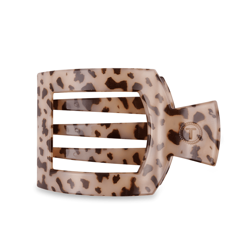 TELETIES - Large Flat Square Clip - Blonde Tortoise