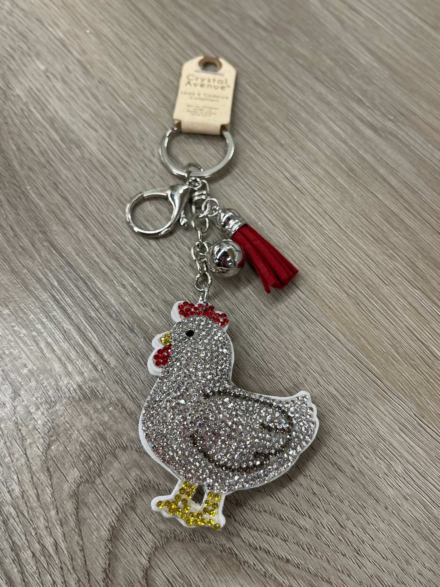 Crystal Chicken Puffy Keychain Purse Charm