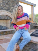 FINAL SALE - Simply Southern - Colorful Striped Sweater - Royal
