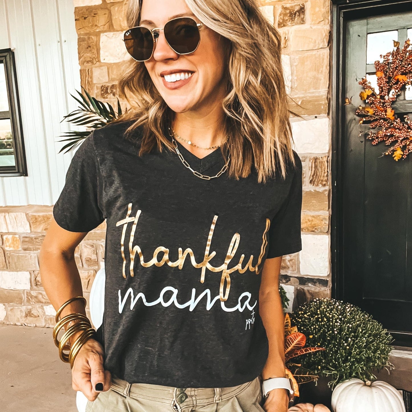 FINAL SALE - The Thankful Mama Foil Tee