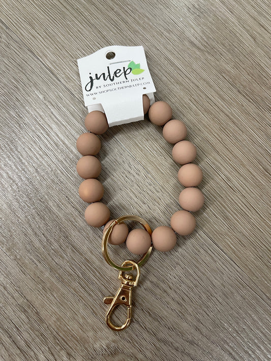 The Chloe Beaded Keyring Bangle - Taupe