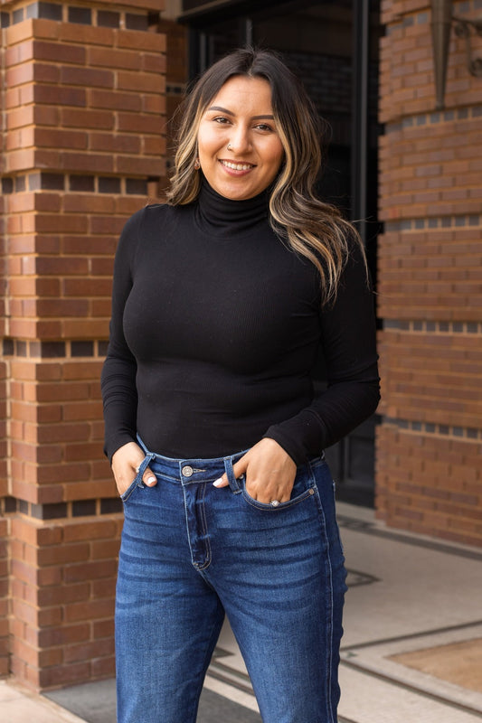 FINAL SALE - The Georgina Fitted Turtleneck - Black