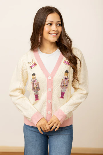 The Beige and Pink Nutcracker Cardigan