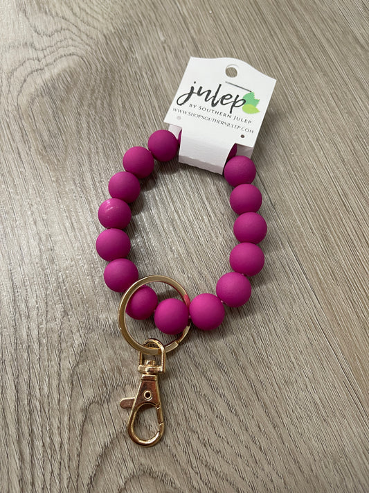 The Chloe Beaded Keyring Bangle - Magenta