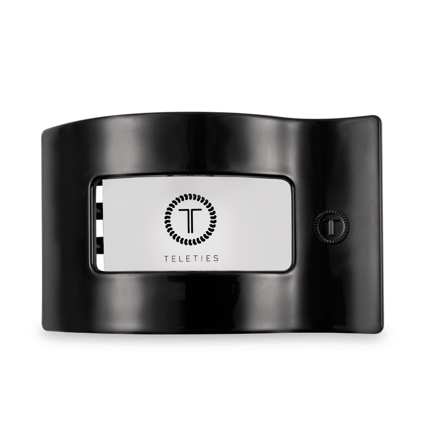TELETIES - Large Flat Rectangle Hair Clip - Jet Black