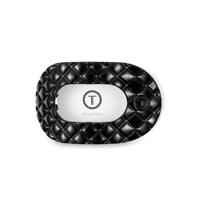 TELETIES - Medium Flat Round Hair Clip - Jet Black Quilted