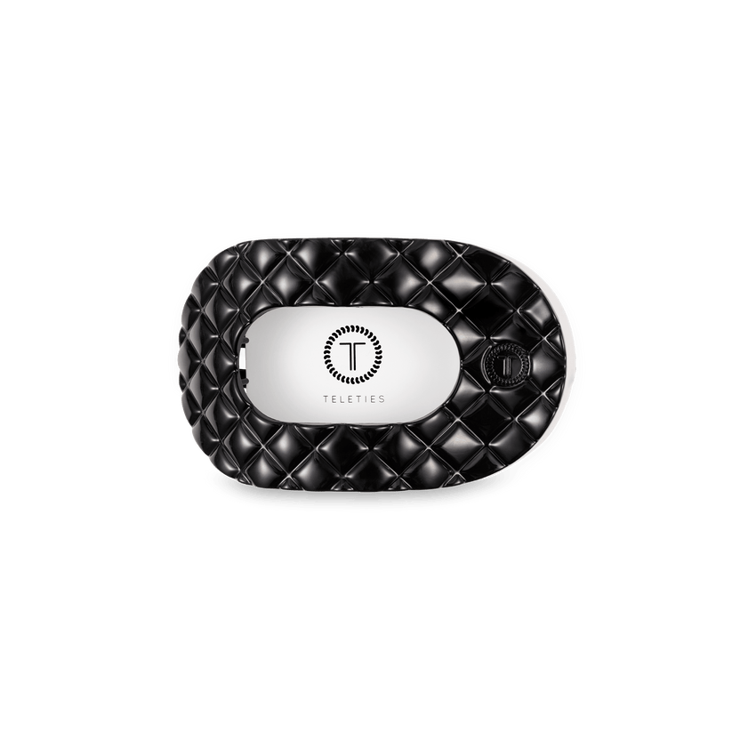 TELETIES - Small Flat Round Clip - Jet Black Quilted