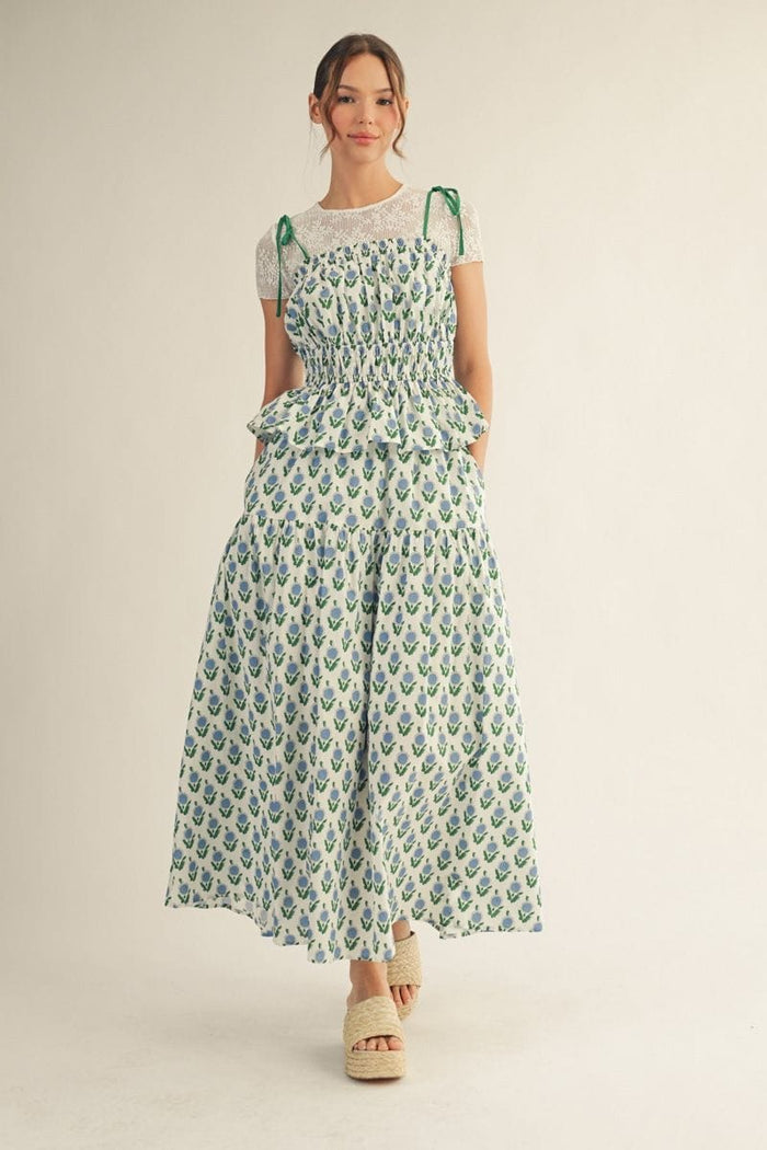 The Paige Skirt - Blue Floral