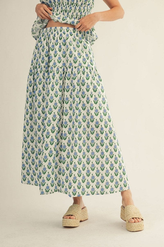 The Paige Skirt - Blue Floral