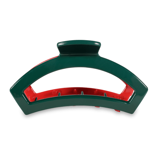 TELETIES - Open Large Hair Clip - Red & Green