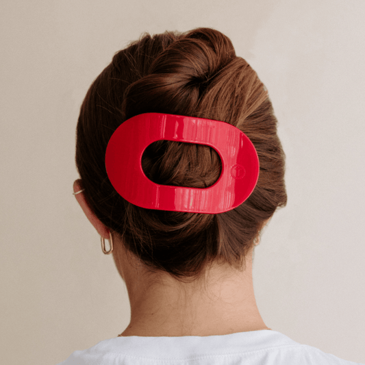 TELETIES - Large Flat Round Hair Clip - Red Carpet Ready