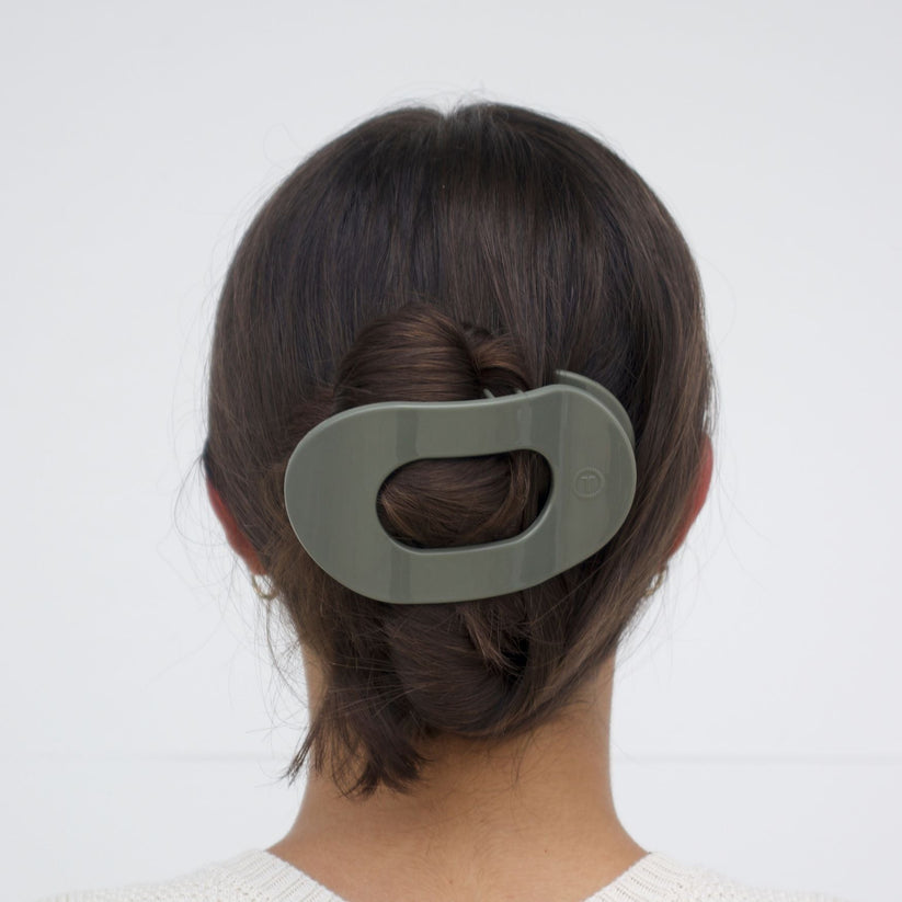 TELETIES - Large Flat Round Hair Clip - Sage It Ain't So