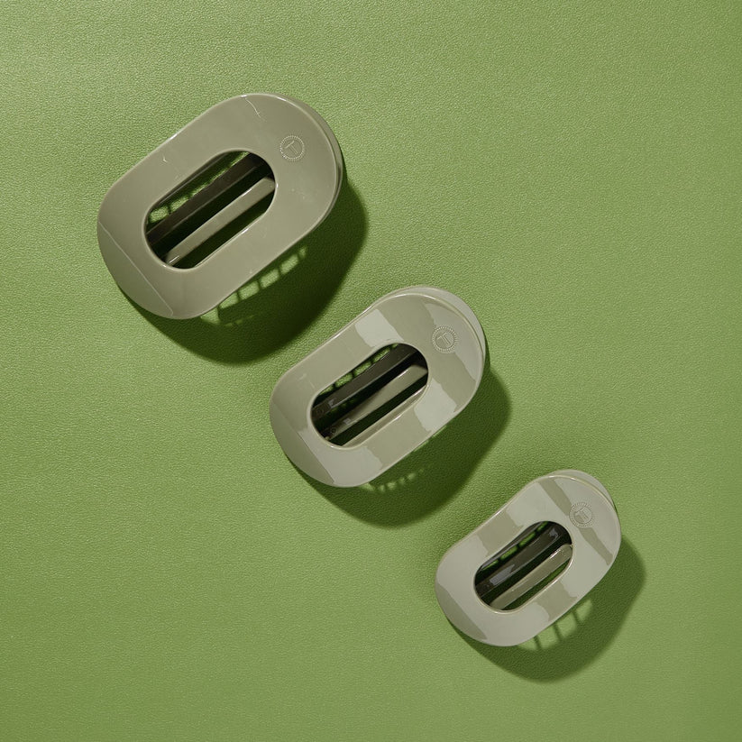 TELETIES - Large Flat Round Hair Clip - Sage It Ain't So