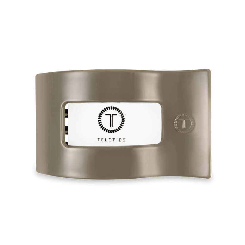 TELETIES - Medium Flat Rectangle Hair Clip - Sage It Ain't So