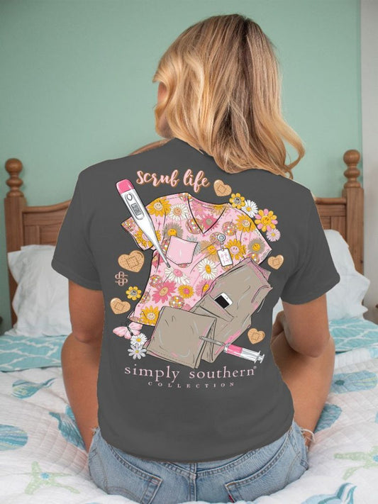 FINAL SALE - Simply Southern - Scrub Life SS Tee - 2024
