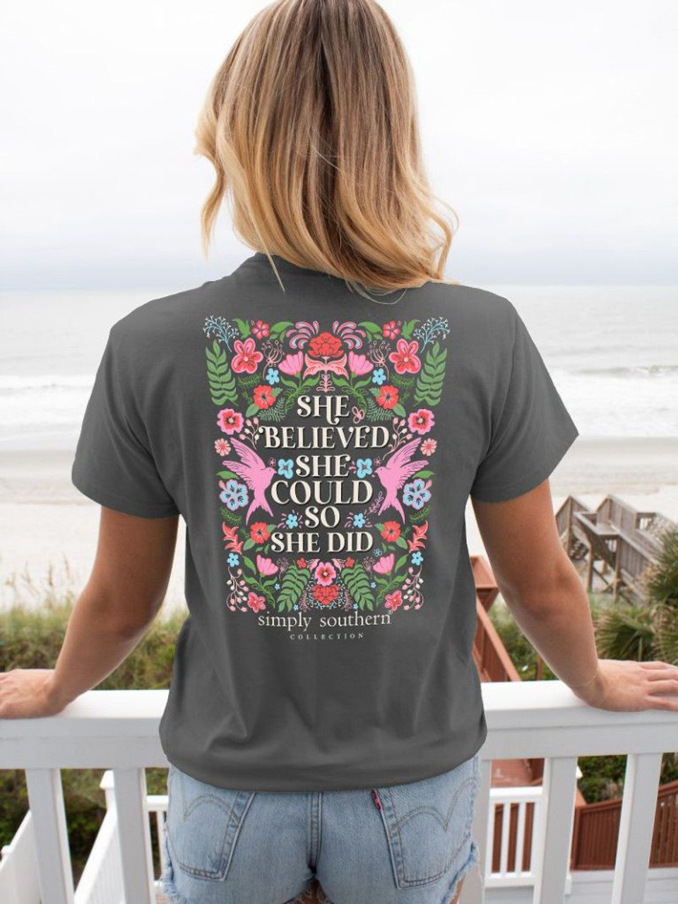 FINAL SALE - Simply Southern - She Believed She Could SS Tee - 2024
