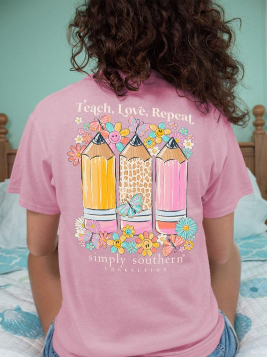 FINAL SALE - Simply Southern - Teach, Love, Repeat SS Tee - 2024