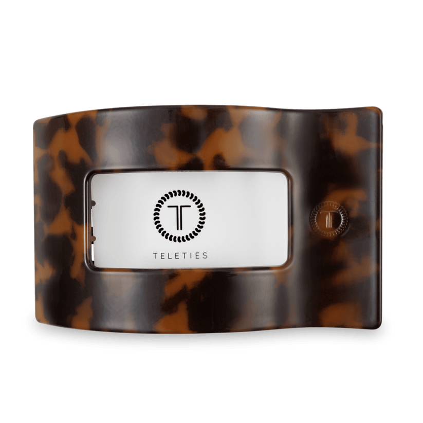 TELETIES - Large Flat Rectangle Hair Clip - Tortoise