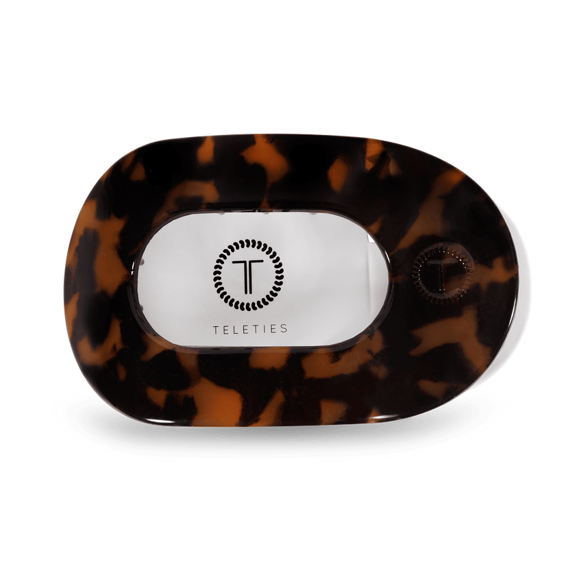 TELETIES - Large Flat Round Hair Clip - Tortoise