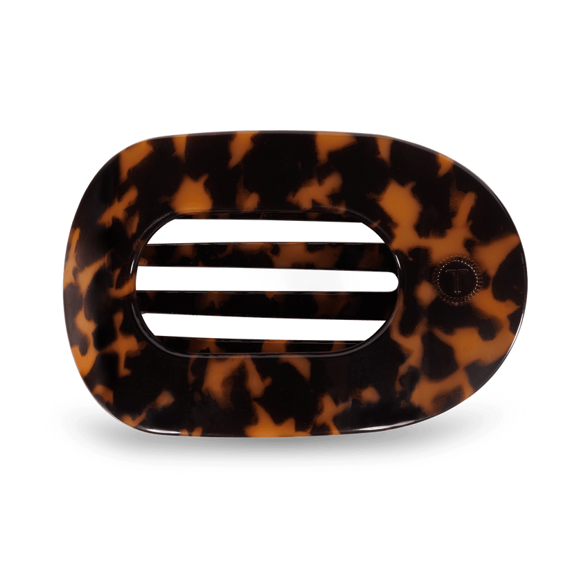 TELETIES - Large Flat Round Hair Clip - Tortoise