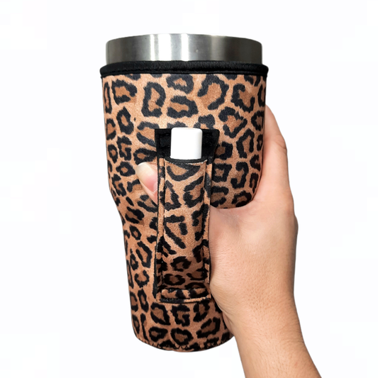 Leopard 30-40oz Tumbler Holder with Pocket Handle