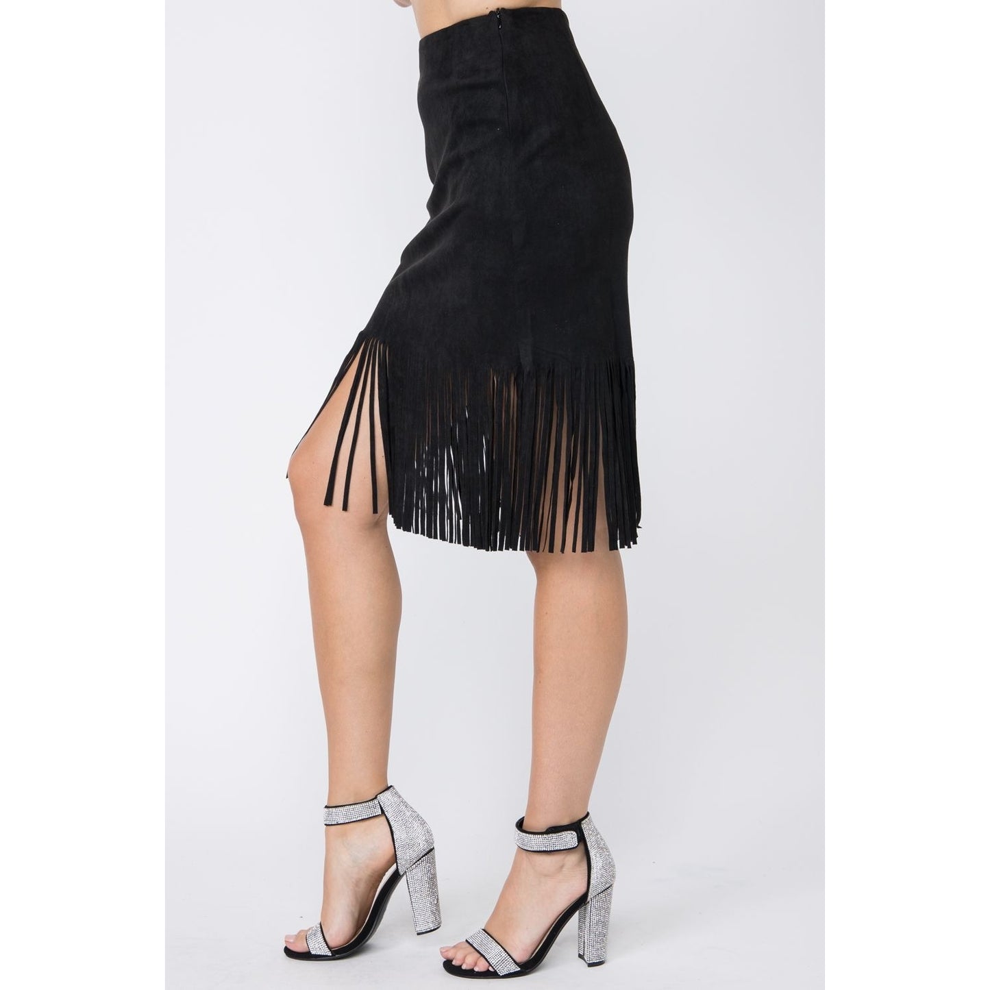 FINAL SALE - Honky Tonk Angel Black Suede Fringe Skirt