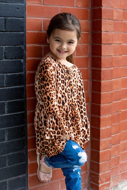 FINAL SALE - The Mila Bell Sleeve Top - Leopard - GIRLS