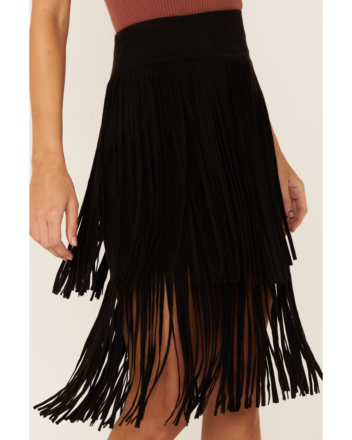 FINAL SALE - The Nashville Nights Faux Suede Fringe Skirt