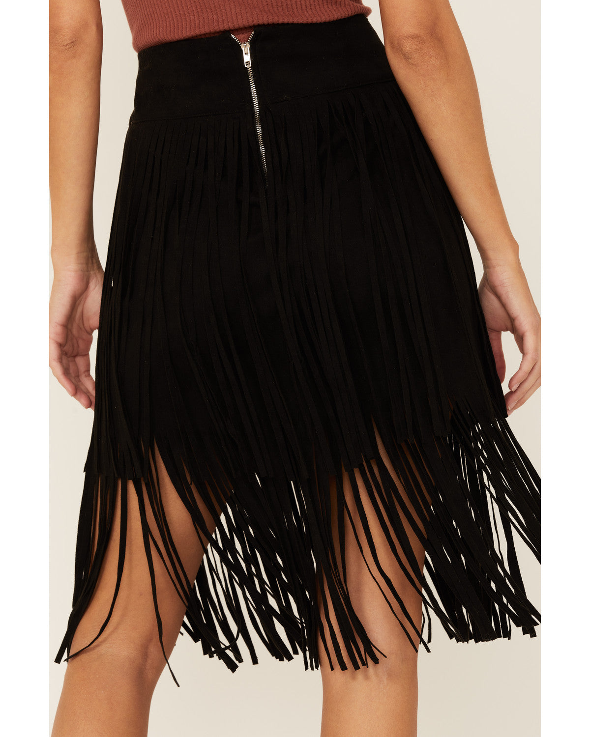 FINAL SALE - The Nashville Nights Faux Suede Fringe Skirt