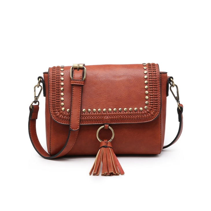 The Ellie Studded Crossbody Bag - Rust
