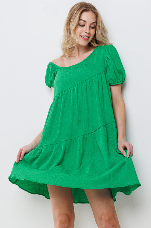 FINAL SALE - The Sassy & Sweet Off The Shoulder Dress - Green