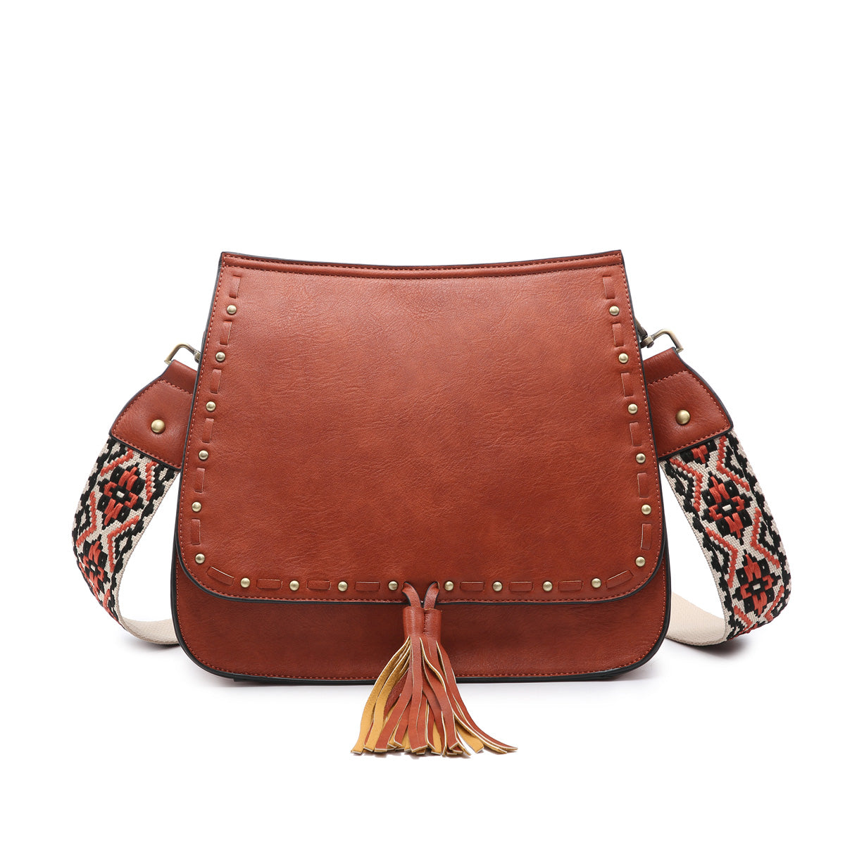 The Brinley Studded Crossbody Bag - Rust