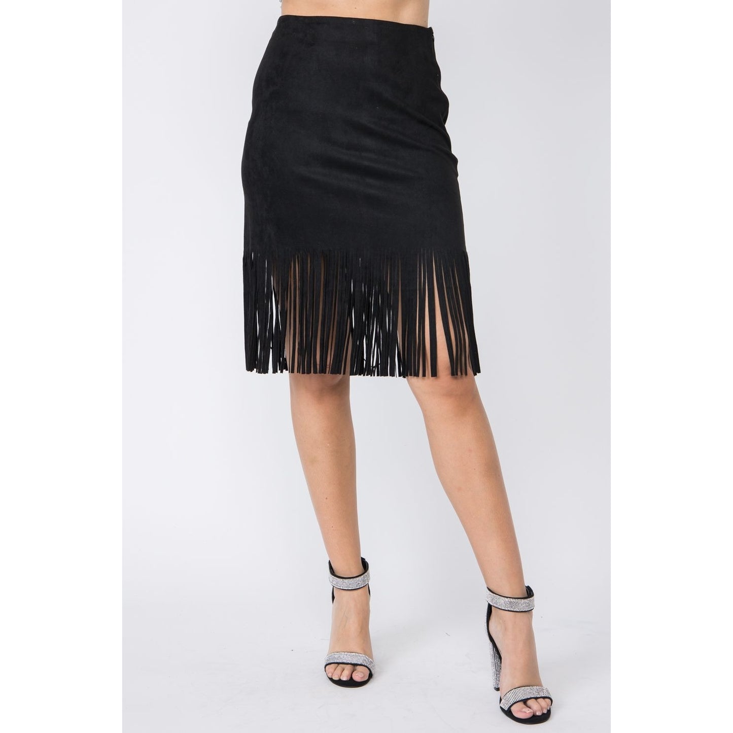 FINAL SALE - Honky Tonk Angel Black Suede Fringe Skirt