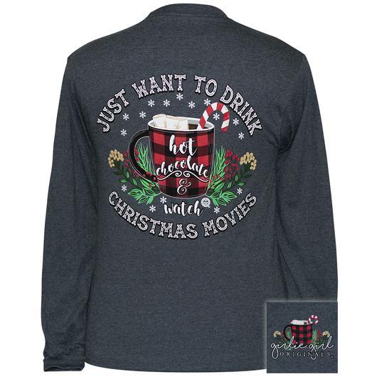 Girlie Girl Hot Chocolate & Christmas Movies LS Tee