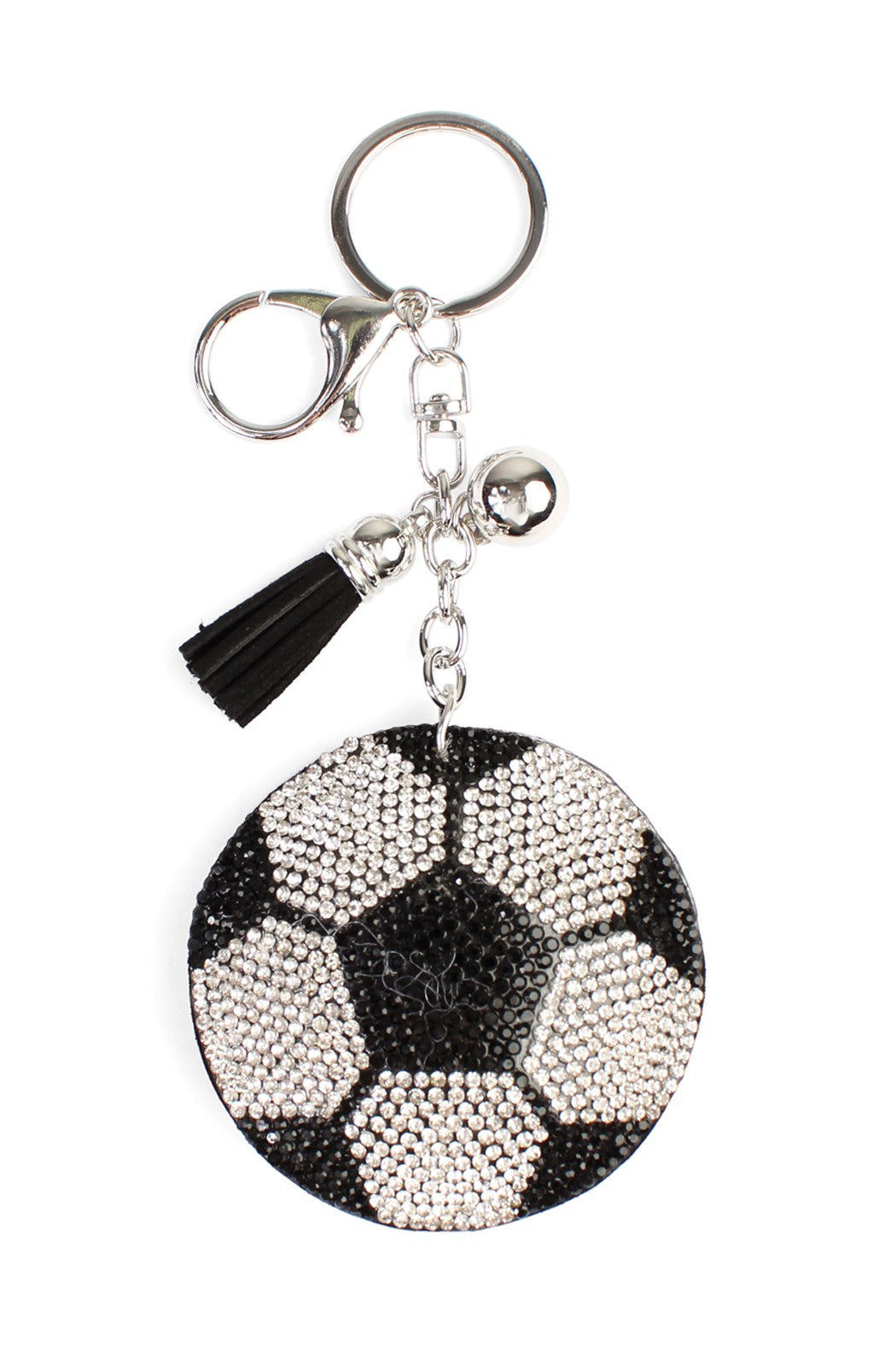 Crystal Soccer Puffy Keychain Purse Charm