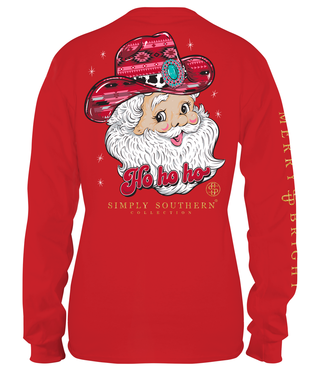 YOUTH - Simply Southern - Cowboy Santa Long Sleeve Tee
