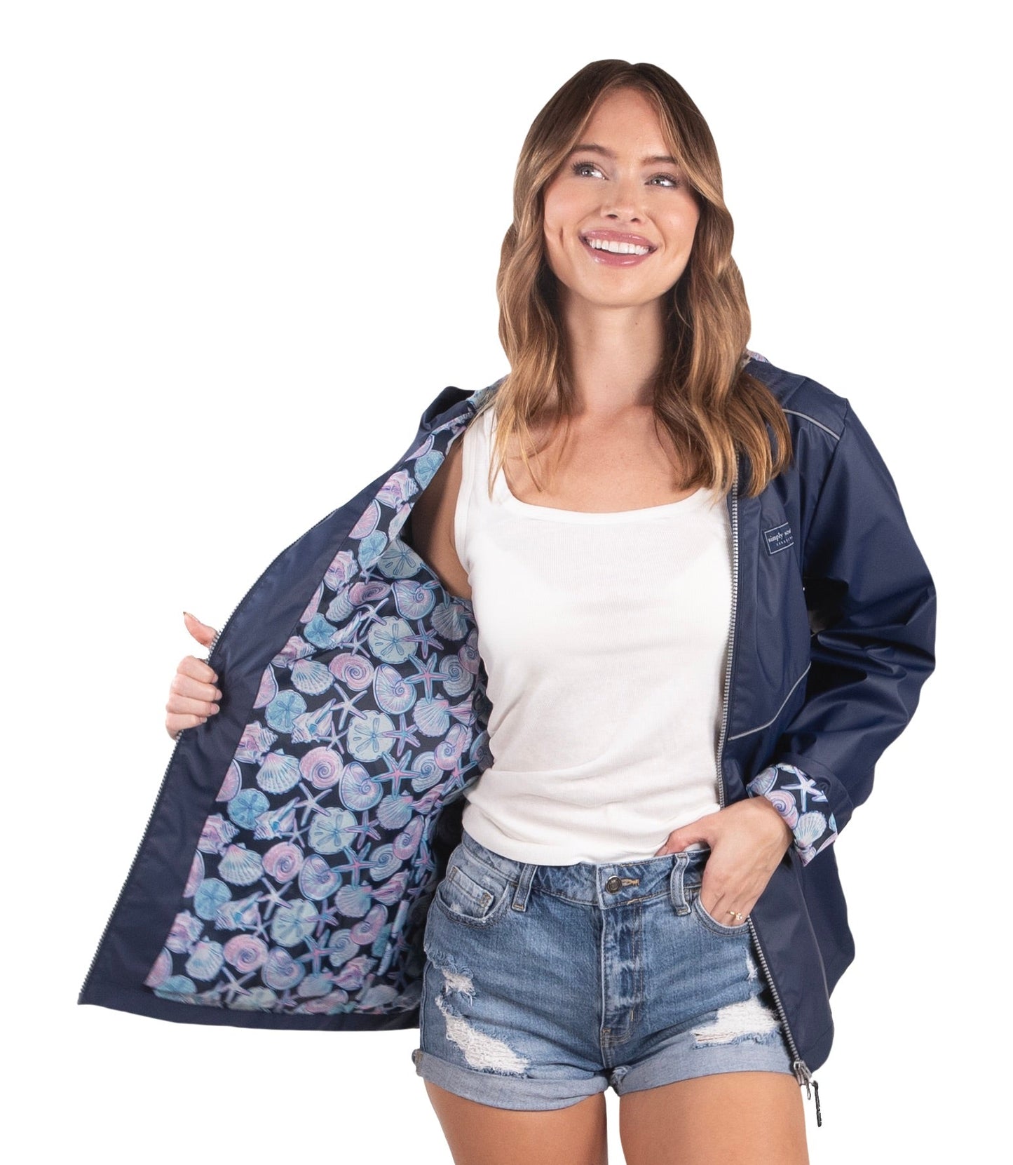 FINAL SALE - Simply Southern - Full Zip Rain Jacket - Navy